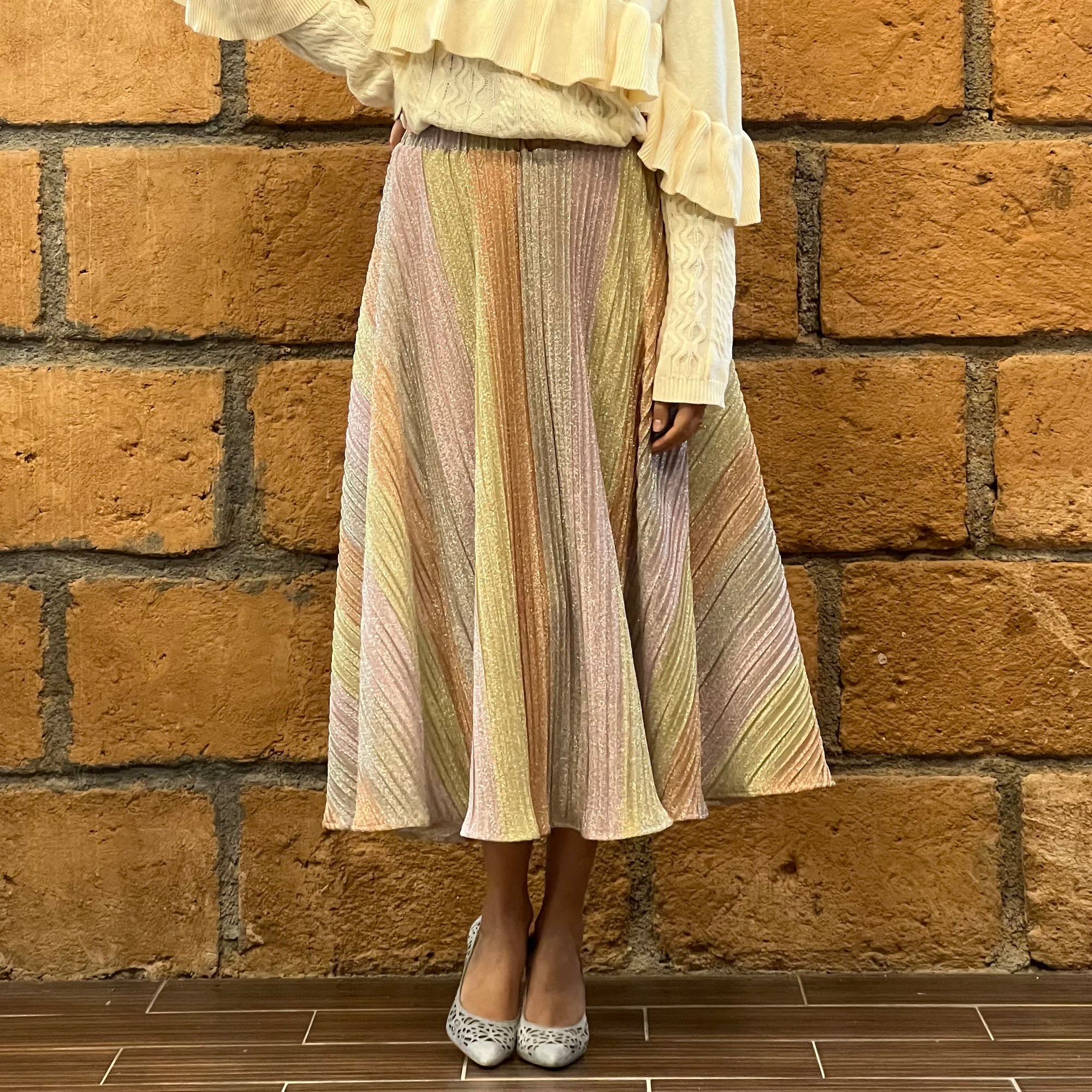 Fabric - pleated soft and radiant rainbow