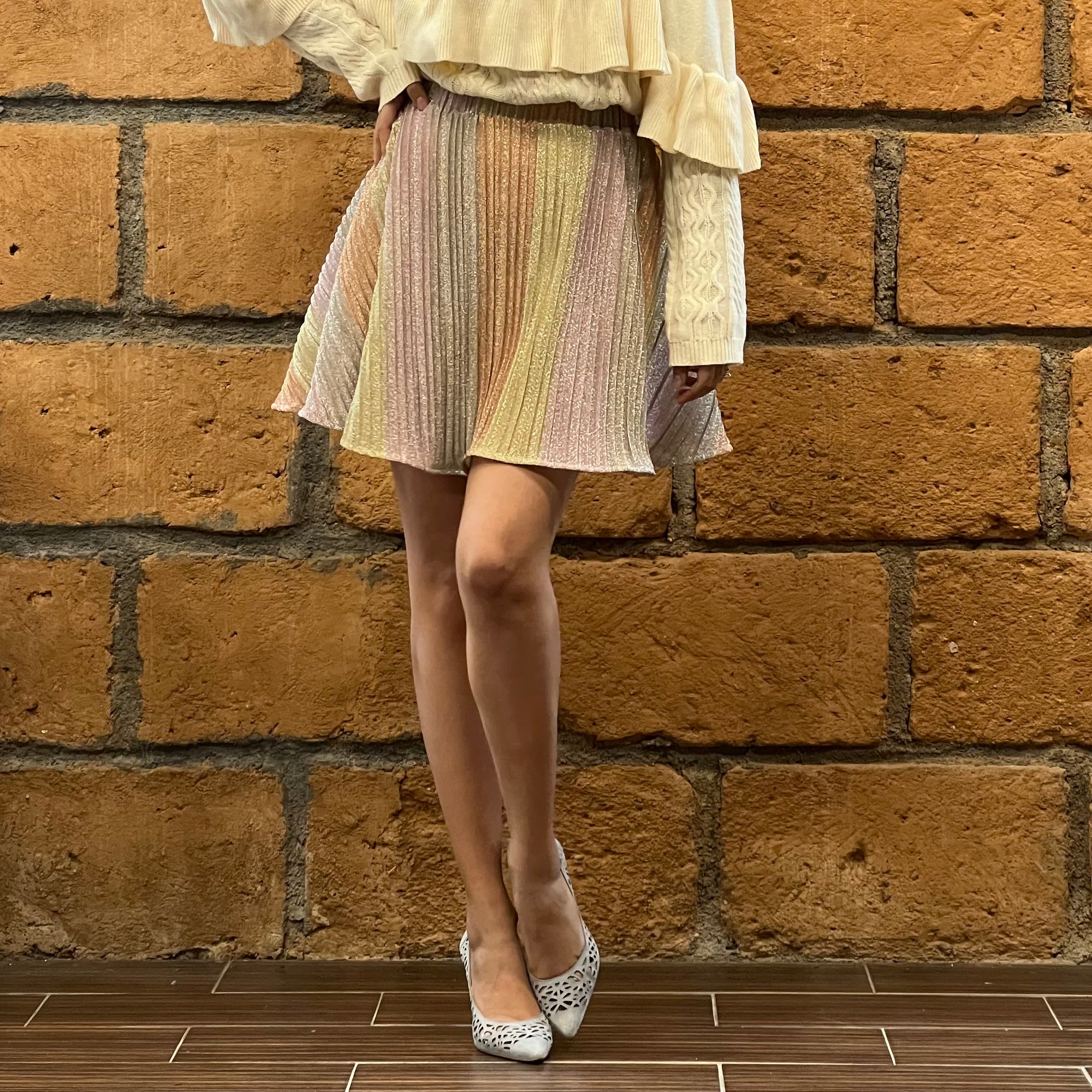 Fabric - pleated soft and radiant rainbow